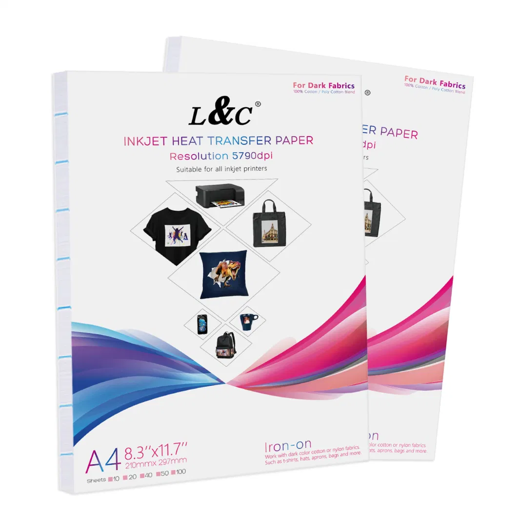 L&C High Quality Inkjet Heat Transfer Papers Roll White Heat Transfer Paper for Dark Fabric Cotton